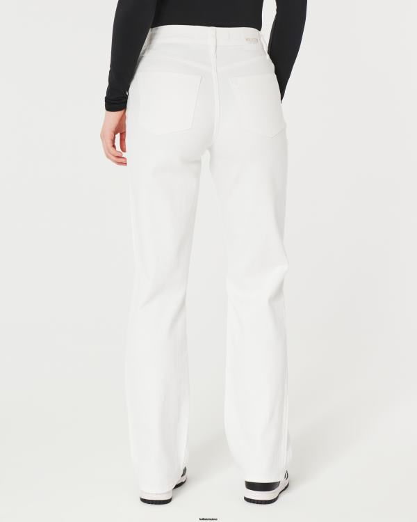 Dad jean blanc déchiré à taille ultra haute femmes blanc déchiré Hollister bas RRRJX601
