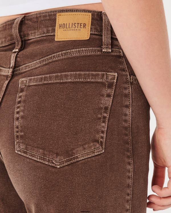 Dad jean marron taille ultra haute femmes brun Hollister bas RRRJX591
