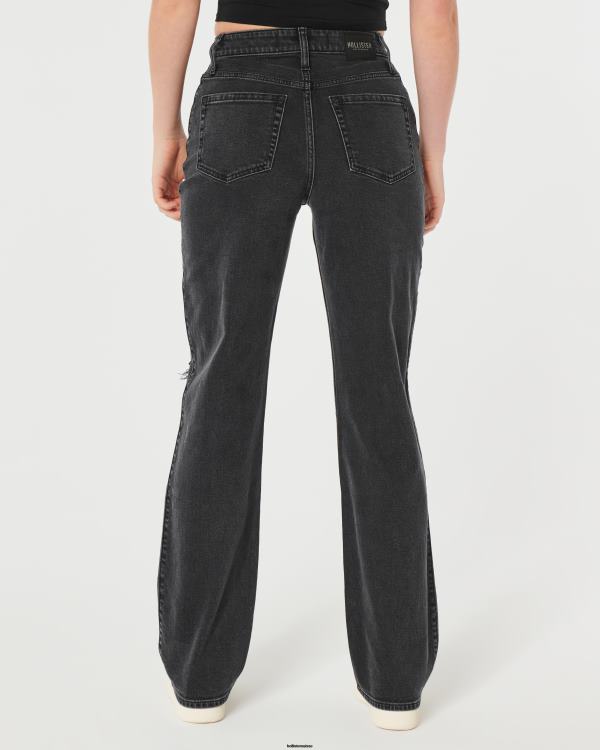 Dad jean noir délavé déchiré à taille ultra haute femmes lavage déchiré noir Hollister bas RRRJX648