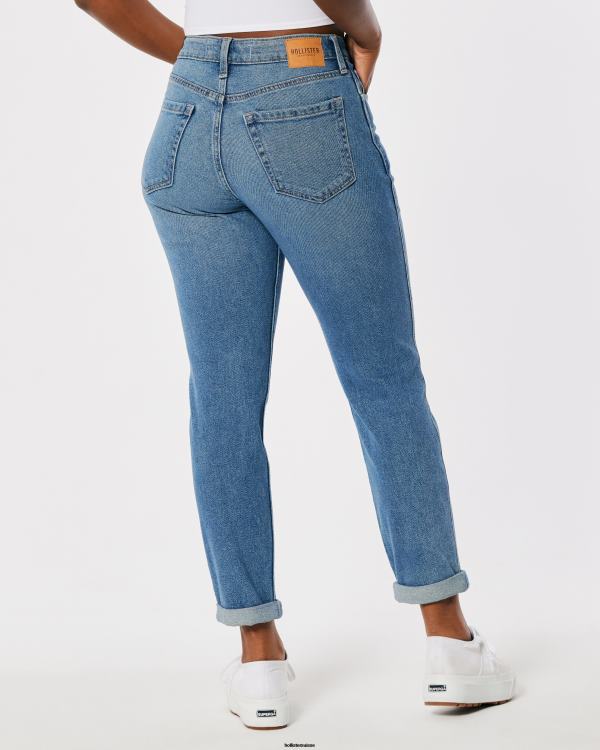 Jean Mom Curvy Taille Haute Délavé Moyen femmes lavage moyen Hollister bas RRRJX679