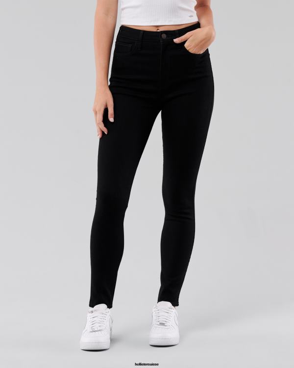 Jean super skinny noir taille ultra haute femmes noir Hollister bas RRRJX736
