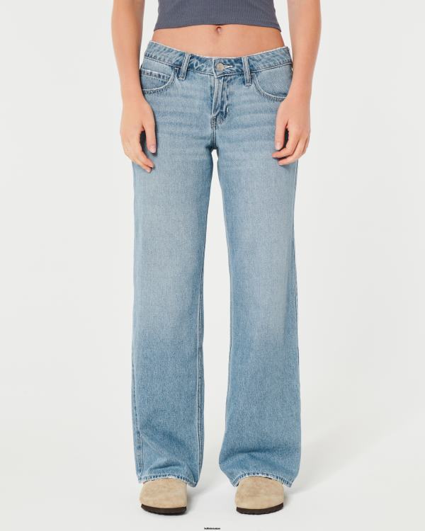 jean baggy taille basse délavé clair femmes lavage léger Hollister bas RRRJX476