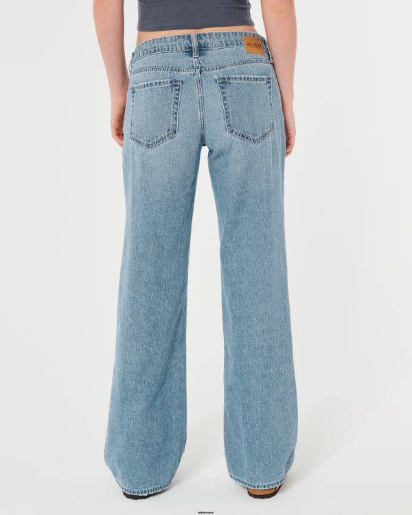 jean baggy taille basse délavé clair femmes lavage léger Hollister bas RRRJX476