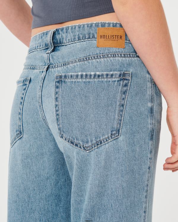 jean baggy taille basse délavé clair femmes lavage léger Hollister bas RRRJX476