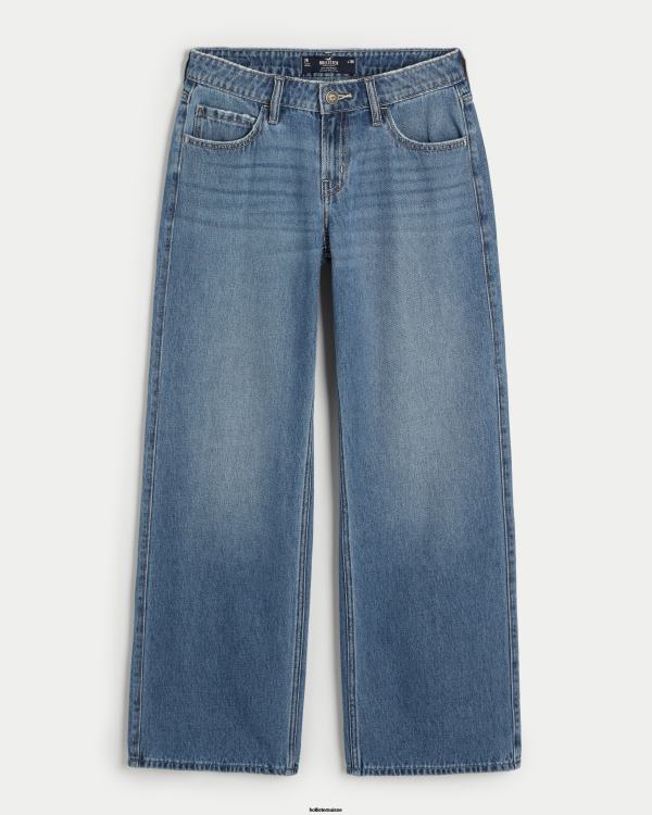 jean baggy taille basse délavé moyen femmes moyen Hollister bas RRRJX482