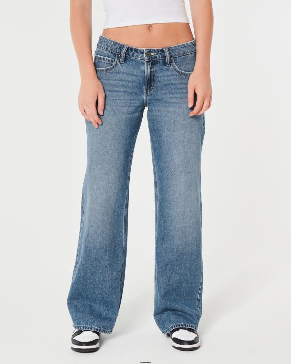 jean baggy taille basse délavé moyen femmes moyen Hollister bas RRRJX482