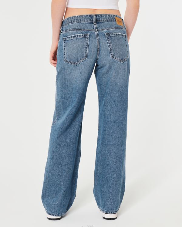 jean baggy taille basse délavé moyen femmes moyen Hollister bas RRRJX482
