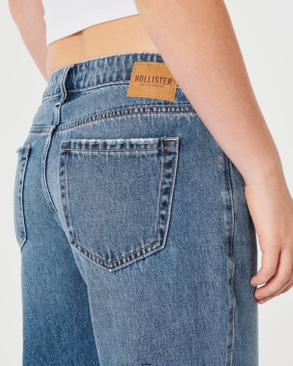 jean baggy taille basse délavé moyen femmes moyen Hollister bas RRRJX482