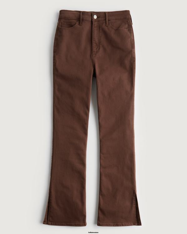 jean boot marron taille haute femmes marron foncé Hollister bas RRRJX703