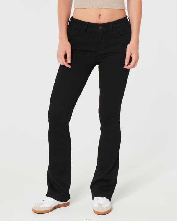 jean boot noir taille mi-haute femmes noir Hollister bas RRRJX506