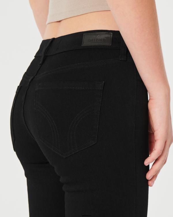 jean boot noir taille mi-haute femmes noir Hollister bas RRRJX506