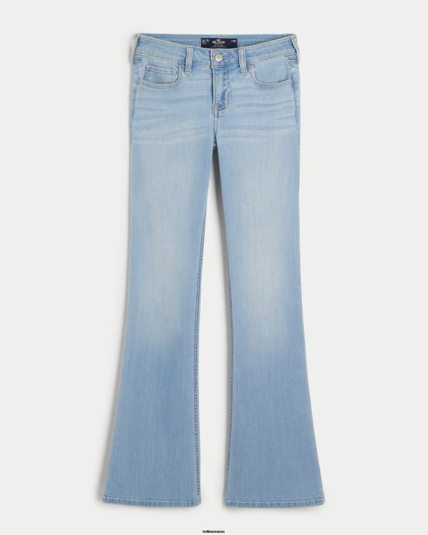 jean bootcut taille basse délavé clair femmes lavage léger Hollister bas RRRJX545