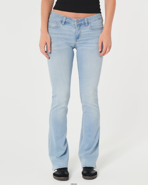 jean bootcut taille basse délavé clair femmes lavage léger Hollister bas RRRJX545