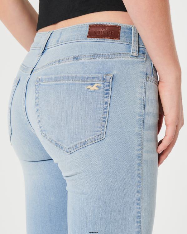 jean bootcut taille basse délavé clair femmes lavage léger Hollister bas RRRJX545
