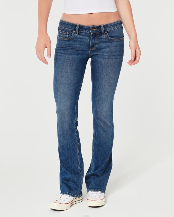 jean bootcut taille basse délavé foncé femmes botte de lavage sombre Hollister bas RRRJX504