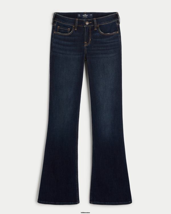 jean bootcut taille basse délavé foncé femmes lavage foncé Hollister bas RRRJX533