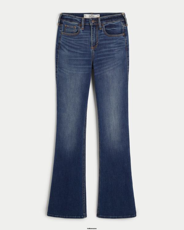 jean bootcut taille mi-haute curvy délavé moyen femmes lavage foncé Hollister bas RRRJX613