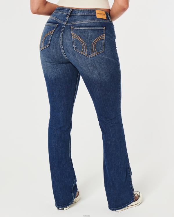 jean bootcut taille mi-haute curvy délavé moyen femmes lavage foncé Hollister bas RRRJX613