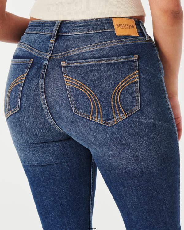 jean bootcut taille mi-haute curvy délavé moyen femmes lavage foncé Hollister bas RRRJX613
