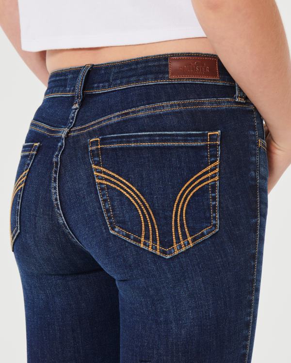 jean bootcut taille mi-haute délavé foncé femmes sombre Hollister bas RRRJX477