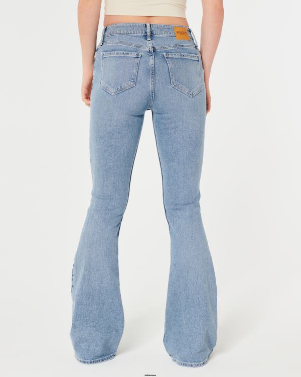 jean flare taille haute délavé moyen femmes lavage moyen Hollister bas RRRJX589