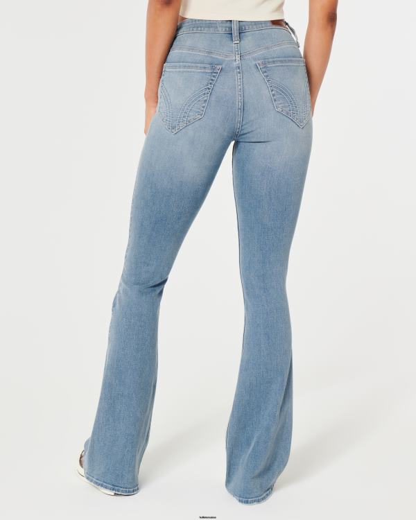 jean flare taille haute délavé moyen femmes lavage moyen léger Hollister bas RRRJX508