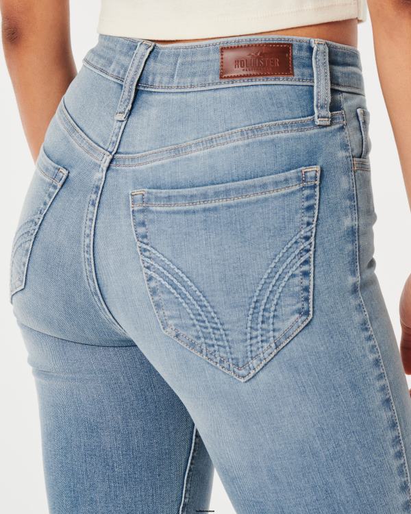 jean flare taille haute délavé moyen femmes lavage moyen léger Hollister bas RRRJX508