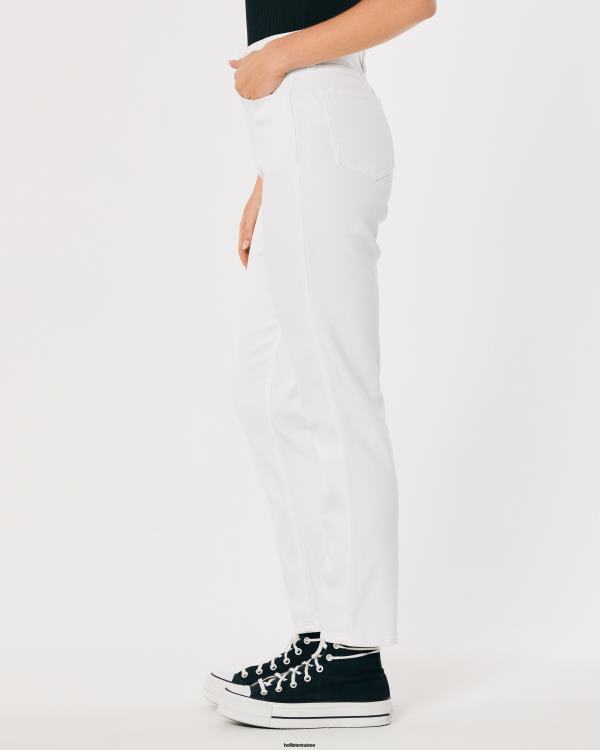 jean mom blanc taille ultra haute femmes blanc Hollister bas RRRJX577