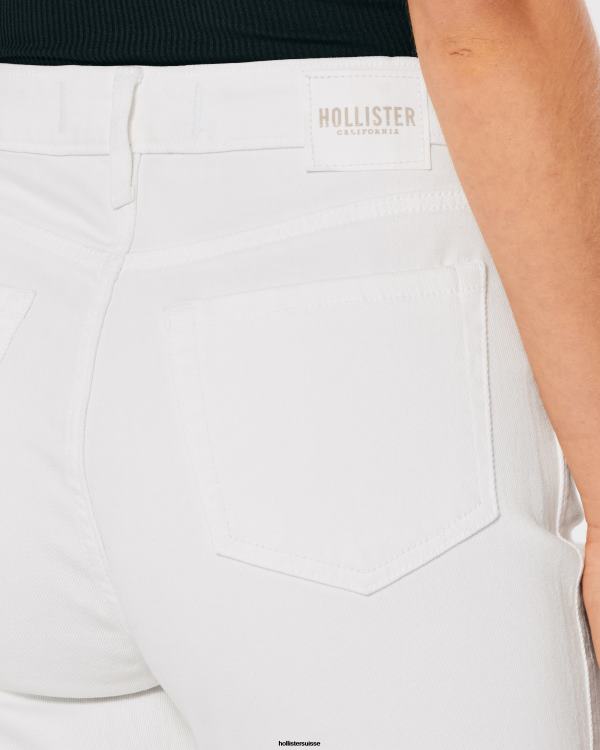 jean mom blanc taille ultra haute femmes blanc Hollister bas RRRJX577
