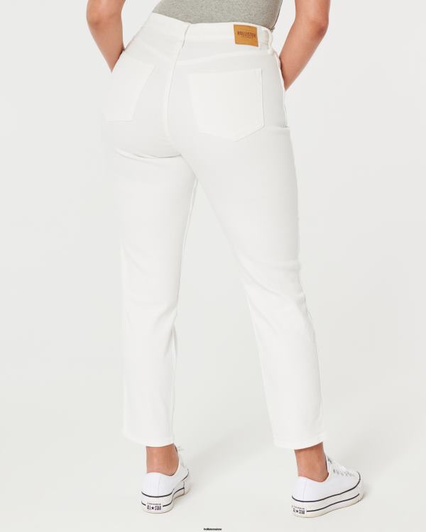jean mom blanc à taille ultra-haute femmes crème Hollister bas RRRJX578
