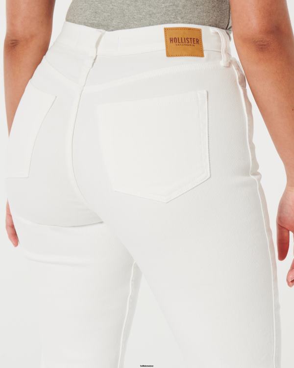 jean mom blanc à taille ultra-haute femmes crème Hollister bas RRRJX578