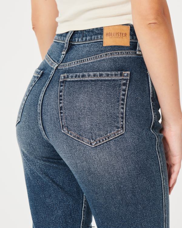 jean mom délavé foncé à taille ultra haute tout en courbes femmes lavage foncé Hollister bas RRRJX572
