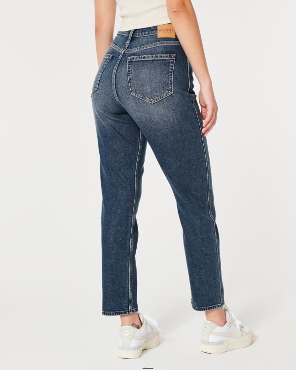 jean mom délavé foncé à taille ultra haute tout en courbes femmes lavage foncé Hollister bas RRRJX572