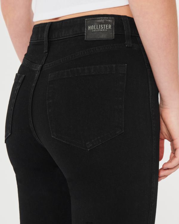 jean mom noir taille ultra haute femmes noir Hollister bas RRRJX551