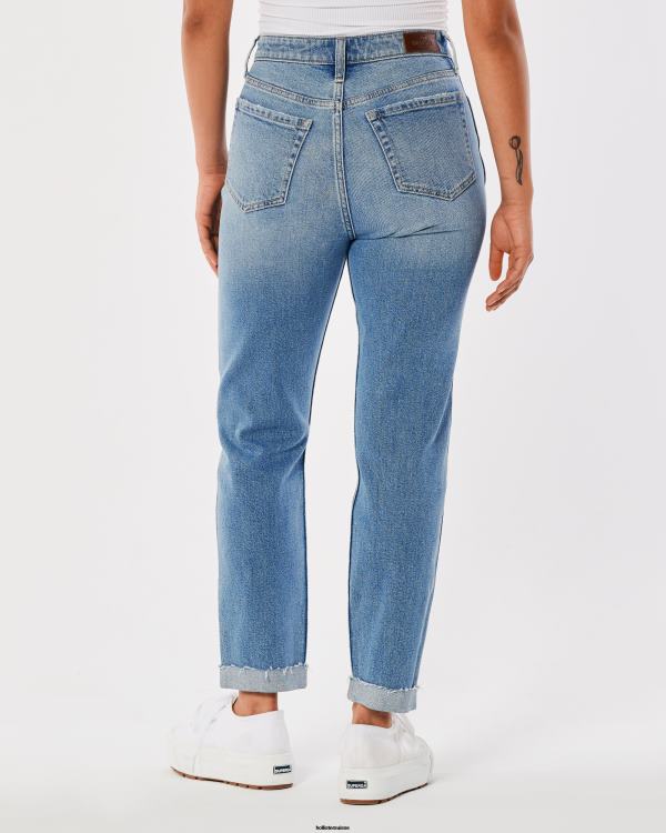 jean mom taille ultra haute délavé moyen femmes moyen Hollister bas RRRJX529