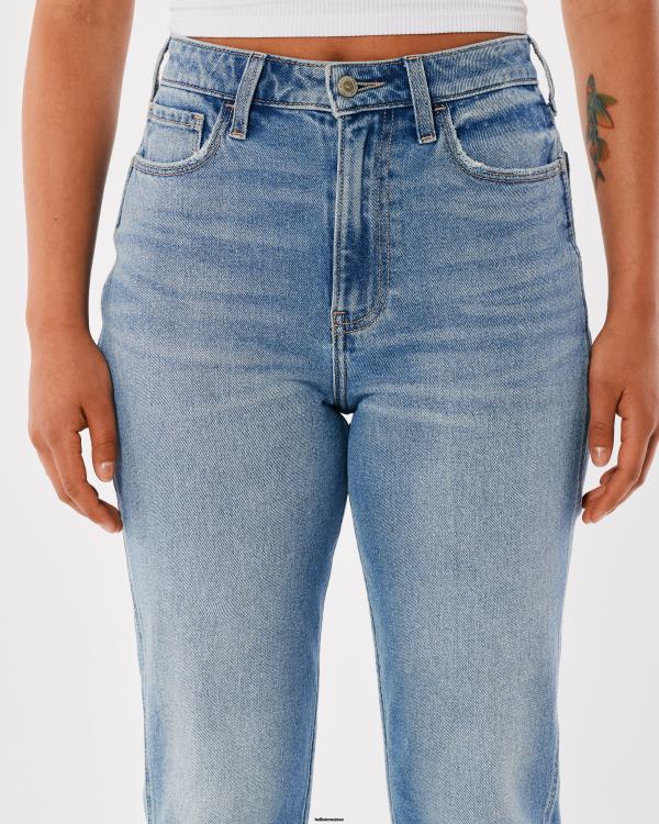 jean mom taille ultra haute délavé moyen femmes moyen Hollister bas RRRJX529
