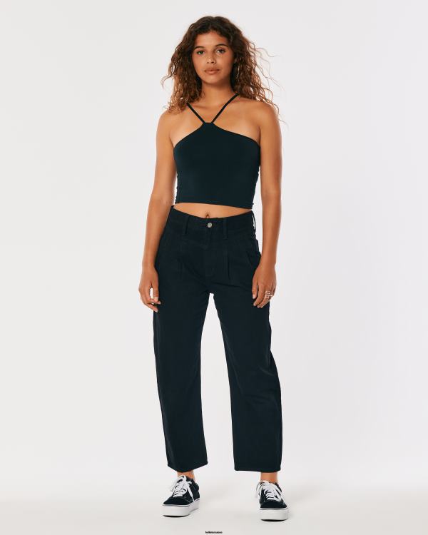 jean noir à taille haute femmes noir Hollister bas RRRJX706