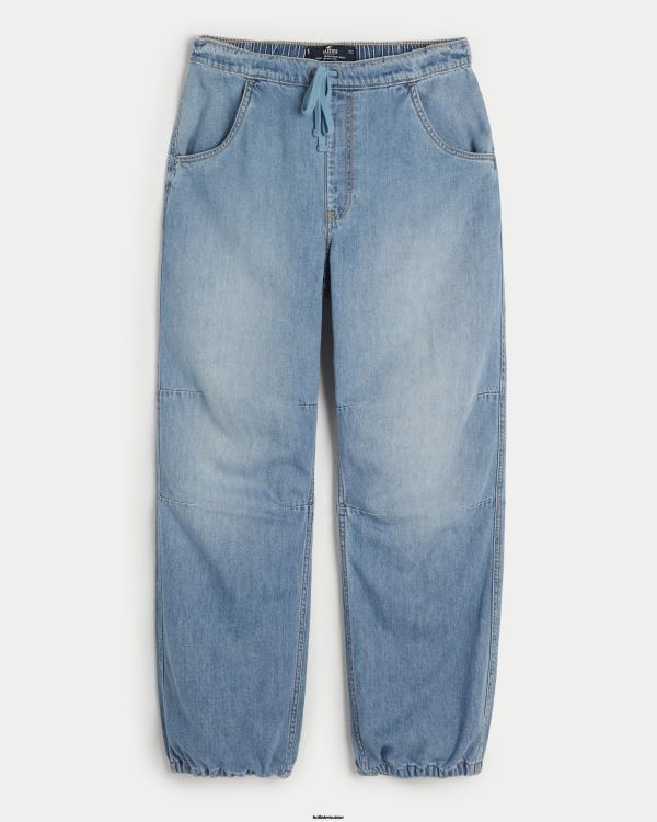 jean parachute baggy taille moyenne délavé réglable femmes lavage moyen Hollister bas RRRJX662