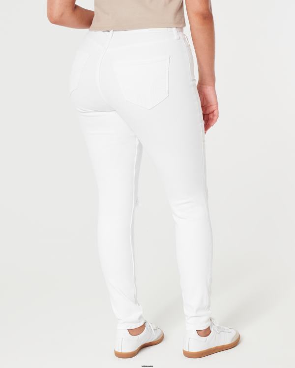 jean super skinny blanc déchiré à taille haute femmes blanc déchiré Hollister bas RRRJX684