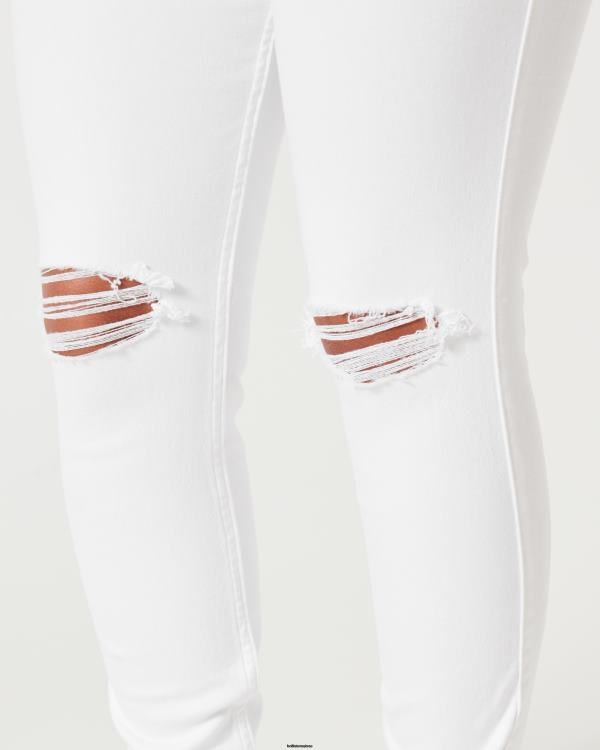 jean super skinny blanc déchiré à taille haute femmes blanc déchiré Hollister bas RRRJX684
