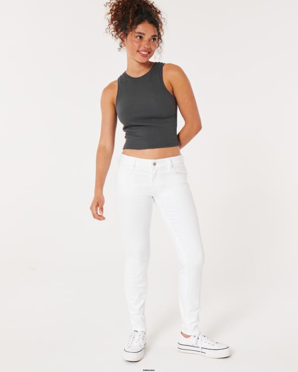 jean super skinny blanc taille basse femmes blanc Hollister bas RRRJX639