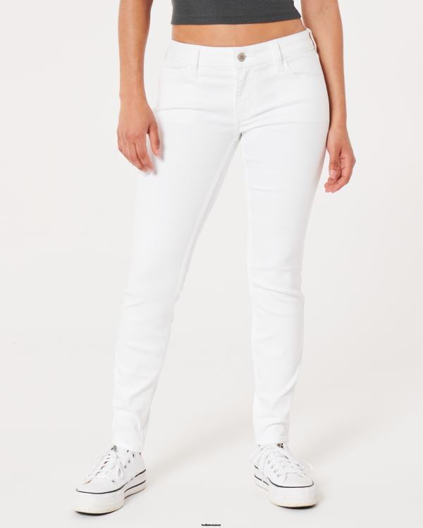 jean super skinny blanc taille basse femmes blanc Hollister bas RRRJX639