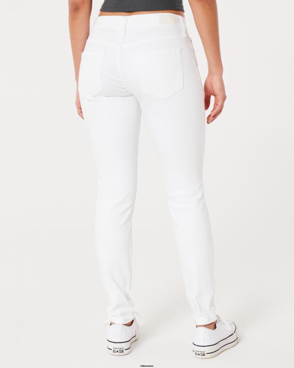 jean super skinny blanc taille basse femmes blanc Hollister bas RRRJX639