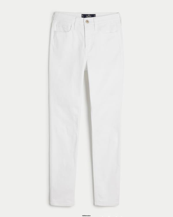 jean super skinny blanc taille haute femmes blanc Hollister bas RRRJX606