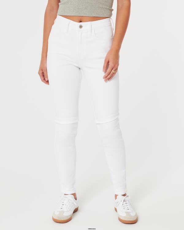 jean super skinny blanc taille haute femmes blanc Hollister bas RRRJX606