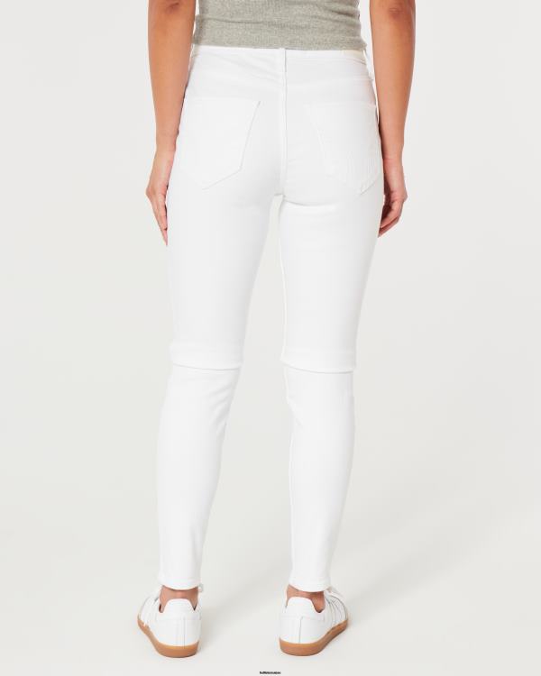 jean super skinny blanc taille haute femmes blanc Hollister bas RRRJX606