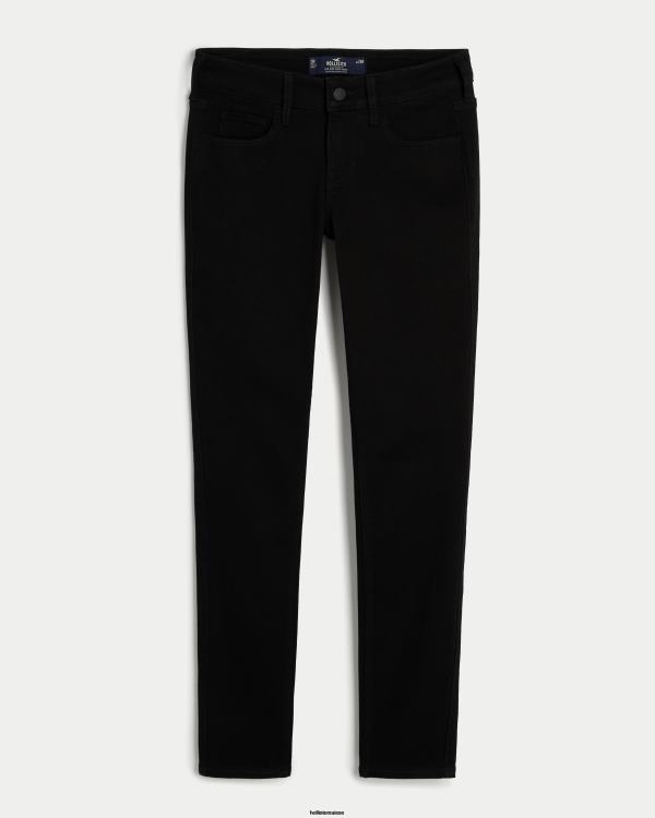 jean super skinny noir taille basse femmes noir Hollister bas RRRJX536