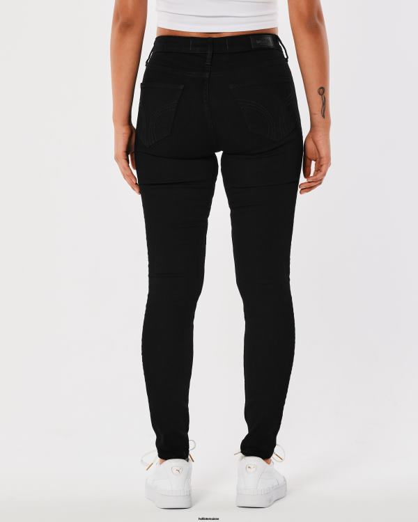 jean super skinny noir taille haute femmes noir Hollister bas RRRJX530