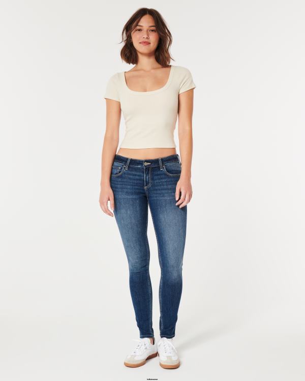 jean super skinny taille basse délavé foncé femmes délavé foncé Hollister bas RRRJX609