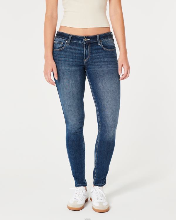 jean super skinny taille basse délavé foncé femmes délavé foncé Hollister bas RRRJX609
